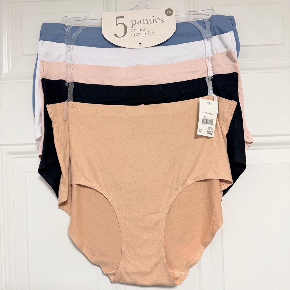 Cato Women's 5-Pack Seamless Panties in Beige, Black, White, Blush & Blue